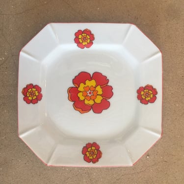 Vintage 1960s Mid Century Mod Graphic Flower Tapas Small Serving Dish 