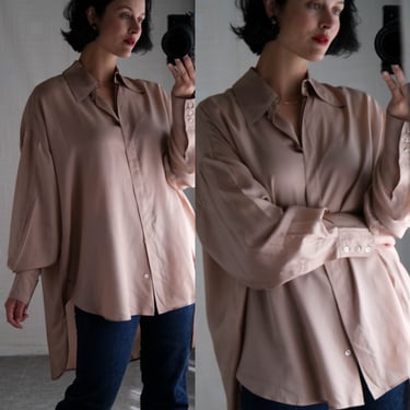 Vintage STELLA McCARTNEY Dusty Rose Silk Blouse w/ High Low Oversized Fit Design | S-XL | Made in Italy | 100% Silk | Y2K Designer Sweater 