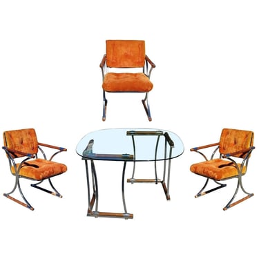 Chrome Dining Chair and Dining Table Set by Cleo Baldon 