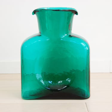 Mid Century Modern Blenko Glass Water Bottle Carafe Pitcher Vase Green 