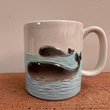 Otagiri 3D Whale Display Mug | Grey Gray Whales Ocean | Japan 