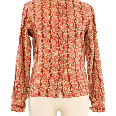 Jaeger Rose Printed Button Front Blouse