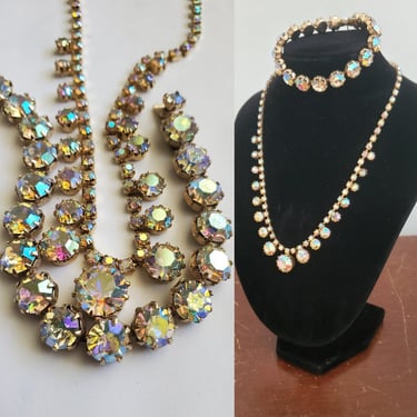 1960s Weiss AB Crystal Rhinestone Necklace and Bracelet Set - Midcentury Jewelry - 60s Accessories 