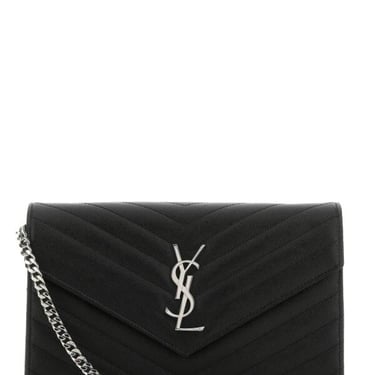 Saint Laurent Woman Black Leather Clutch