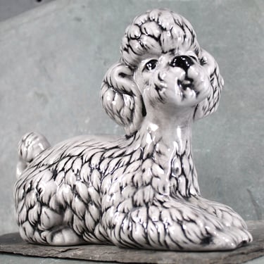 FOR POODLE LOVERS! | Vintage Ceramic Grey Poodle | Dog Lovers | Hand Painted Ceramic Poodle 