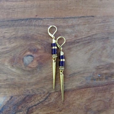 Purple and gold spike earrings 