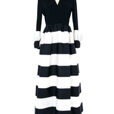 Pauline Trigere Black and White Striped Gown