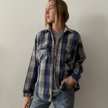 Blue & Gray Cotton Flannel Work Shirt