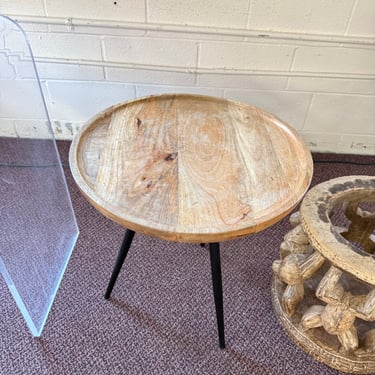 Small Round Wood Top End Side Table HR4
