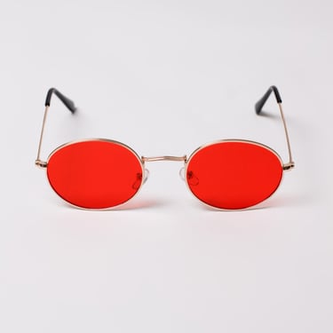 Red Retro Oval Sunglasses 