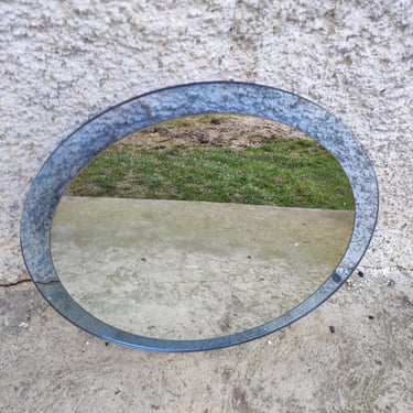 Vintage Mid Century Modern Round Mirror / Plastic Bathroom Round Mirror / Modern Blue Wall Mirror / Space Age Mirror / Retro Home Decor/ 90s 