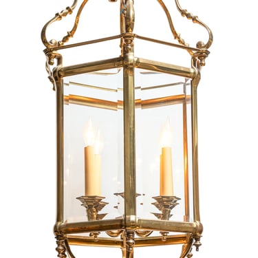 1930s English Regency Lantern with Glass
