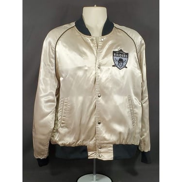 1960's - 1970's The Oakland Raiders Silver Tan Satin Jacket Men's XL California 