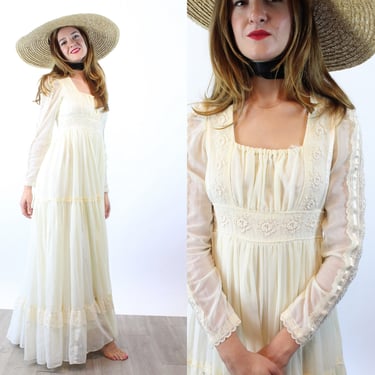 1970s GUNNE SAX peasant maxi wedding dress xs | new fall 