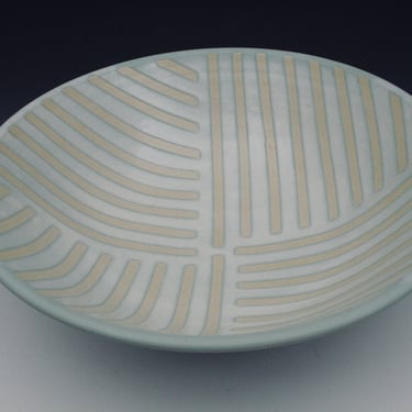 Serving Bowl - Light Blue on White Stripe Patterned - PRE_ORDER 