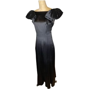 1930s black satin bias cut dress 