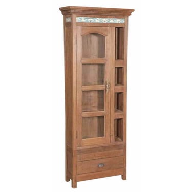 Narrow Teak Cabinet with Glass