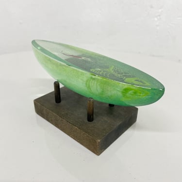 Bertil Vallien Kosta Boda Modern Green Boat with Man Swedish Art Glass Sculpture 