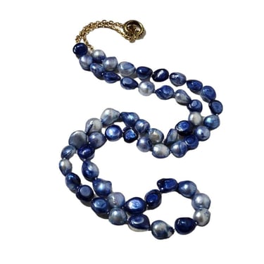 Baroque Pearl Necklace - Tie Dye Blue - 35 inch 