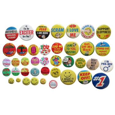 Vintage Pinback Button -  60s 70s Groovy Humor Themes - Misc. Novelty Pins - You Choose - Genuine Vintage Pin Button 