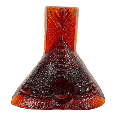 Vintage Blenko Glass Bookend Tepees Native American Amber