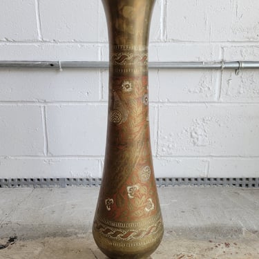 Large Brass Engraved Vase