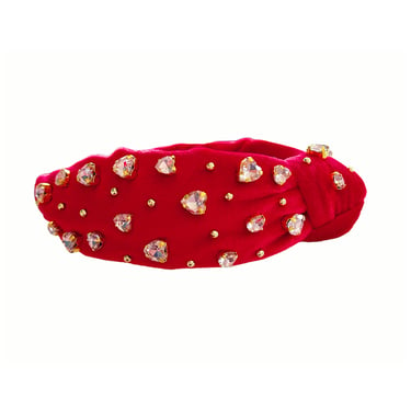 Red Velvet Heart Jeweled Headband