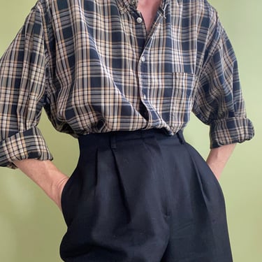 vintage cotton plaid menswear blouse large 