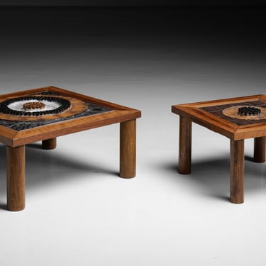 Ceramic & Wood Side Tables