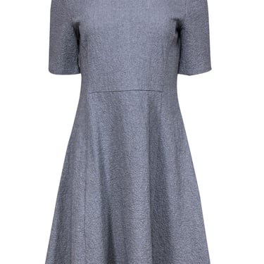 Theory - Grey Textured Short Sleeve A-Line "Albita" Dress Sz 12