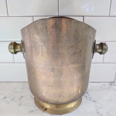 Vintage Solid Brass RIH Ice Bucket Made in India Barware Home Décor Home Accent Dry Vase Planter 