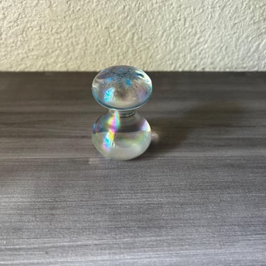 Vintage Murano Blown Irredescent Glass Bullicante Controlled Mushroom Paperweight Clear Mid Century Modern 