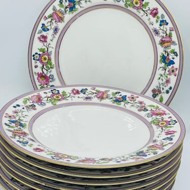 Antique France Depose J.E. Caldwell & Co. Philadelphia Salad  Plates 7 3/4"  Lavender Floral Gold Rim 
