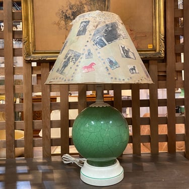 Vintage 1950's Glass and Plastic Green Lamp