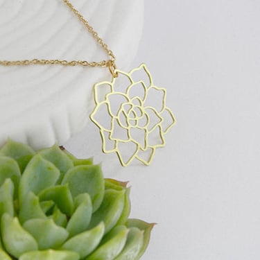 Gold Succulent Necklace