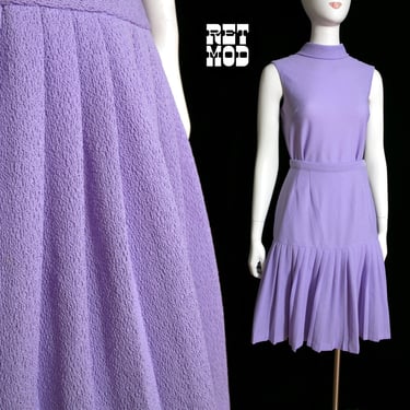So Cute Vintage 60s 70s Light Purple Two-Piece Pleated Skirt Set 