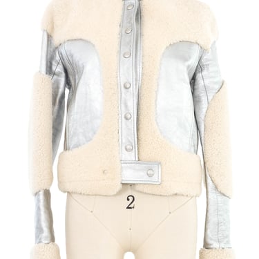 2019 Courreges Silver Shearling Bomber Jacket