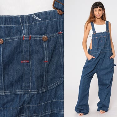 80s Big Mac Overalls Pants Denim Bib Overalls Pants Baggy Overalls Blue Long Jean Dungarees Workwear 1980s Vintage Work Extra Large xl 