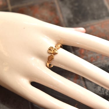 Tiny 10K Yellow Gold Claddagh Ring, Traditional Irish Claddagh Symbol, Cute Gold Pinky/Midi/Toe Ring, Size 3 US 