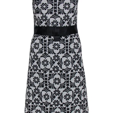 Lilly Pulitzer - White &amp; Black Floral Print Strapless A-Line Dress Sz 12