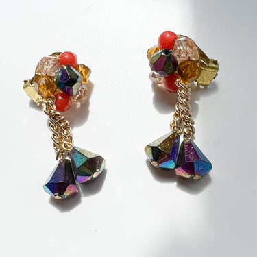 Vintage Beaded Multicolored Dangly Earrings