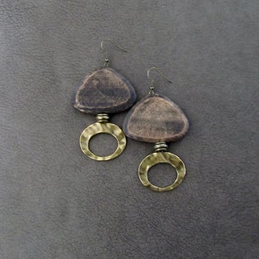 Mid century modern earrings, oversized rustic earrings 2 