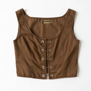 Vintage Safety Pin Top in Brown