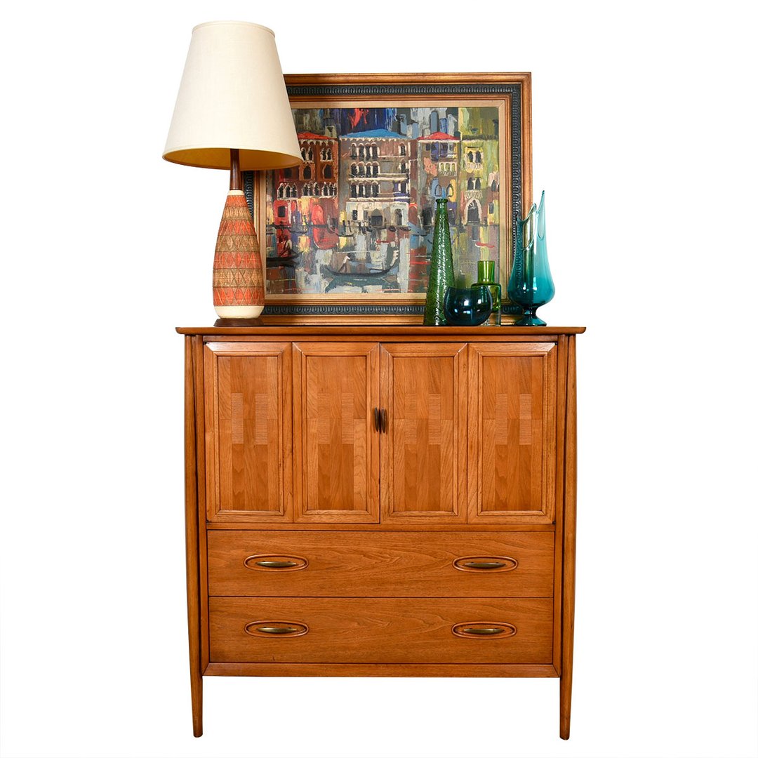 Tall Walnut Dresser w. BiFold Doors + Finn Juhl Style Legs Modern