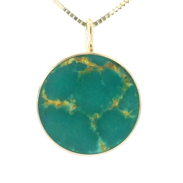 Gold Green Turquoise Circ Necklace