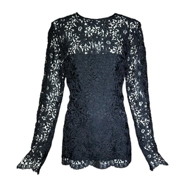 Yves Saint Laurent 1990s Black Guipure Haute Couture Lace Blouse