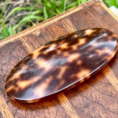 Vintage Oval Barrette Large Size Tortoise Shell Made In France Retro Hair 90s Accessories 