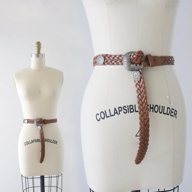 braided leather belt - up to 34 - vintage 90s y2k brown southwest western cowgirl cowboy medium large belt 