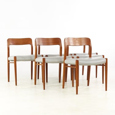 Niels Moller No 75 Mid Century Teak Dining Chairs - Set of 6 - mcm 
