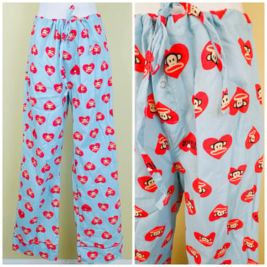 Y2K NOS Paul Frank Pajama Pants  / Vintage Drawstring Cotton Heart Julius Pajamas / Size Large 